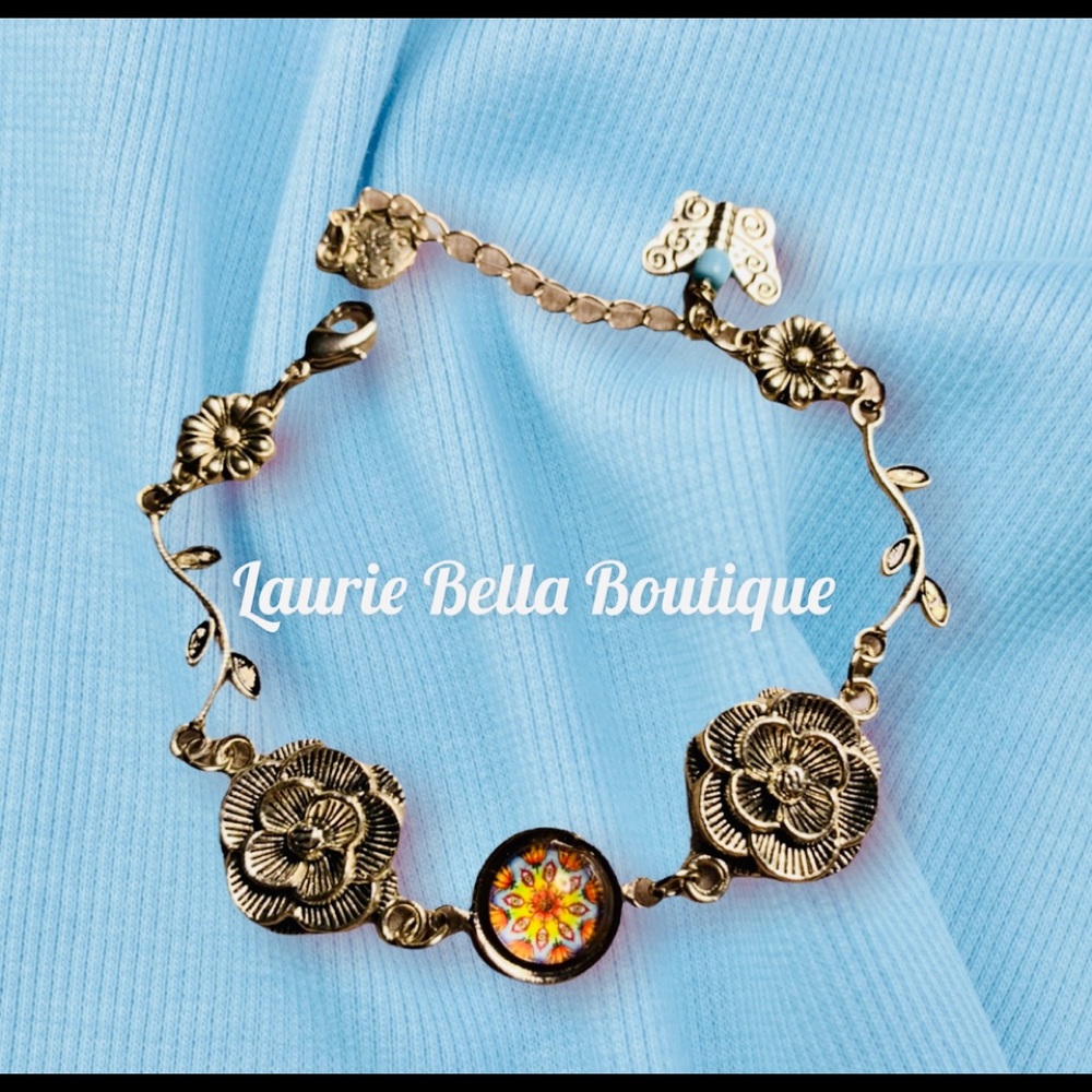 Antique Silver Flower Bracelet